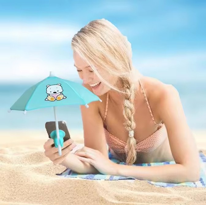 Cute Sun Shade Mini Suction Cup Stand Holder beach mini Phone Umbrella for mobile phone