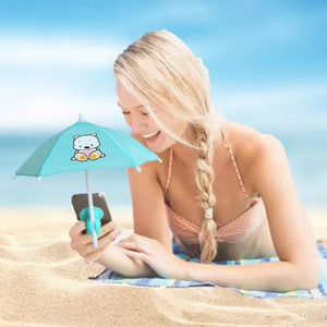 Cute Sun Shade Mini Suction Cup Stand Holder beach mini Phone Umbrella for mobile phone