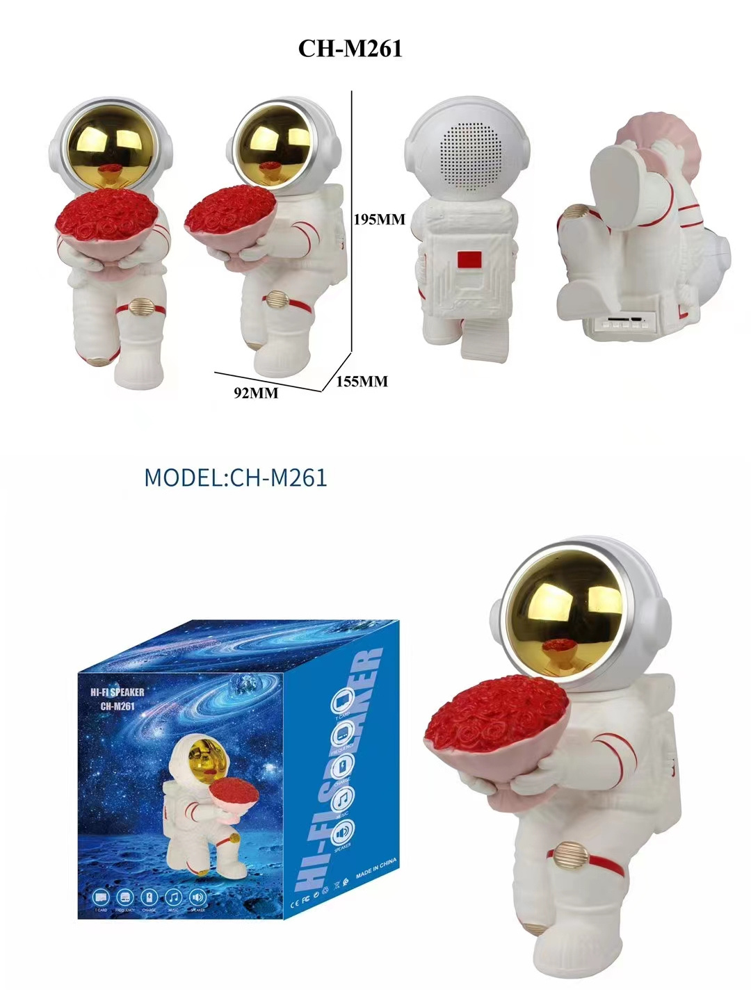 USB Player astronaut doll wireless nice fanny BT Portable Speaker Super Quality Outdoor for home