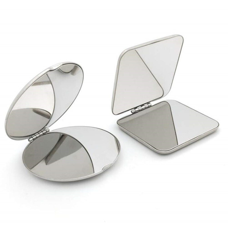 Shatterproof Metal Stainless Steel Folding Portable Mirror Makeup Unbreakable Camping Hand Mirror For Personal Use