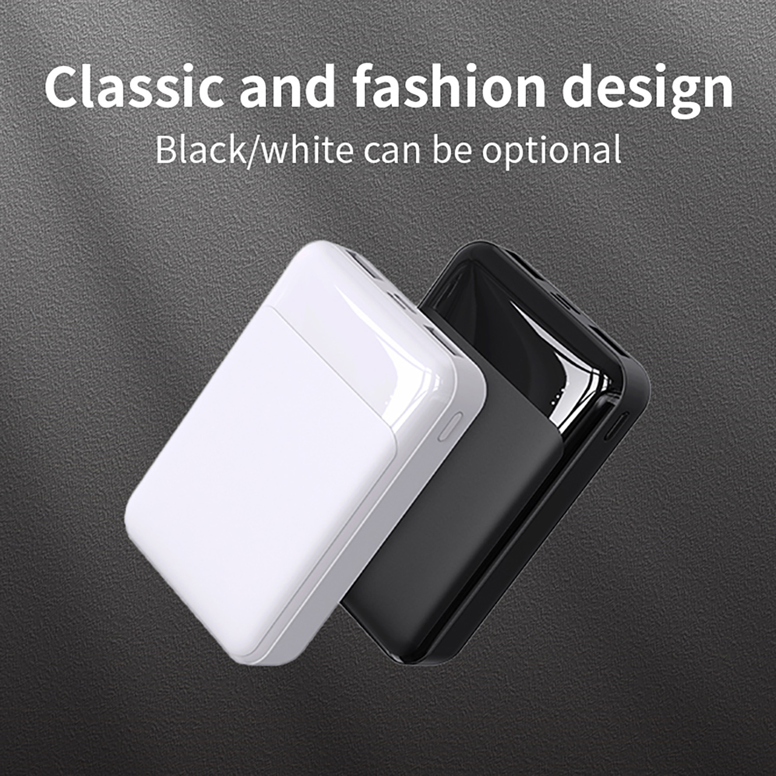 Alibaba New Trend 2022 Mini Power Bank Black & White High Quality Cheap Powerbank 10000mah