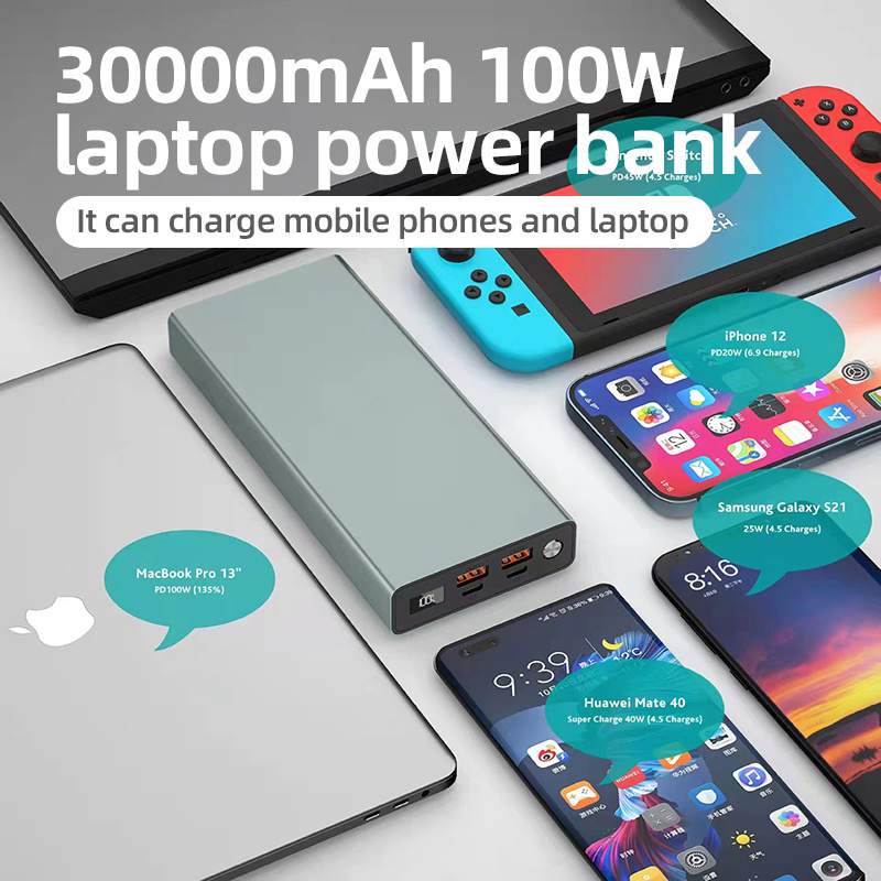 Top Factory Wholesale New Power Bank 30000mah Fast Charging 65w 100w Laptop Powerbank With Logo Customized Digital Display