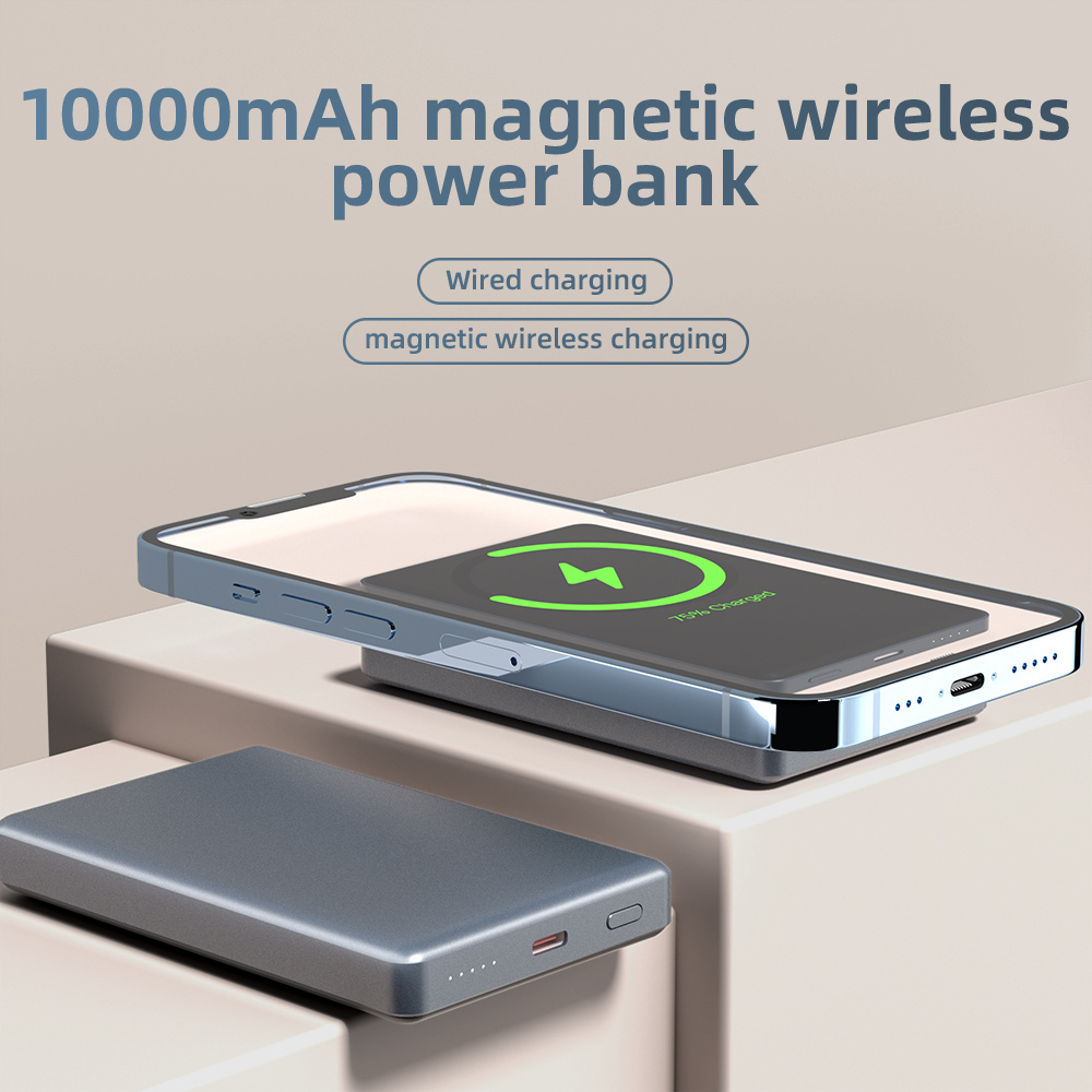 Four-Cell Battery Wholesale Custom Logo Light Design 10000mah Magnetic Wireless Power Bank Fast Charging Pd20w Type-C Powerbank