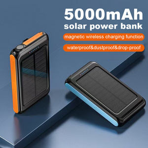 2023 Top Sell New Style  Ipx6 Waterproof 5000mah Magnetic Wireless Solar Charging Power Bank For Cell Portable Solar Power Bank