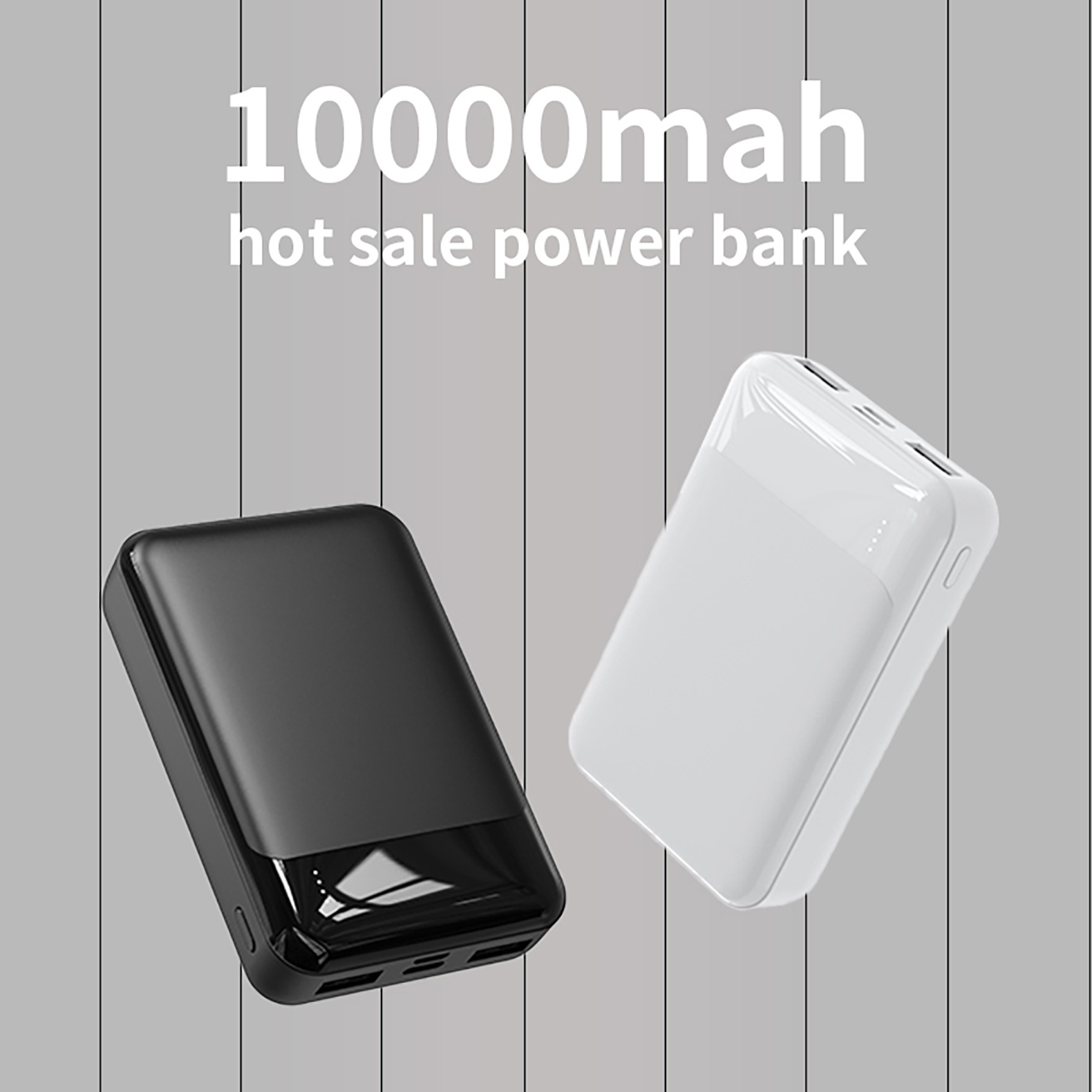 Alibaba New Trend 2022 Mini Power Bank Black & White High Quality Cheap Powerbank 10000mah