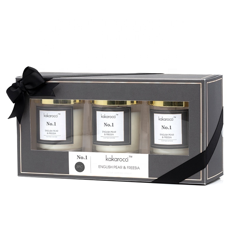 Hot Selling Custom Classic Glass Jar Candle Pack of 3 Paraffin Wax Soy Wax Blend Luxury Scented Candles Gift Set