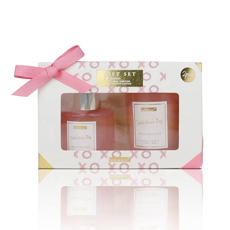 Custom Valentine's Day Romantic  Decoration Candle 50ml Reed Diffuser and 65g Scented Candle Set