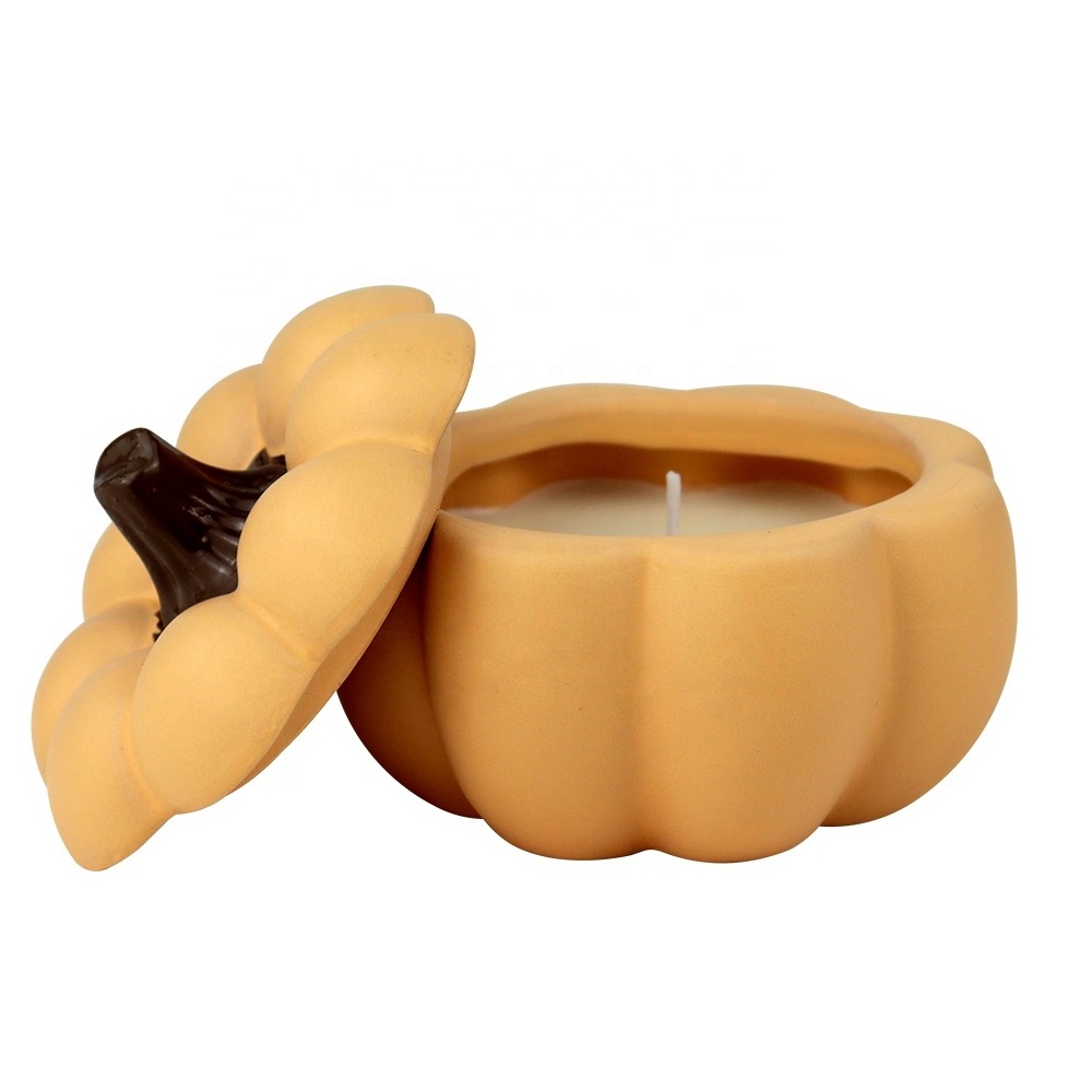 Custom Novelty Fall Candle Home Decoration Soy Wax Pumpkin Ceramic Scented Candles Luxury