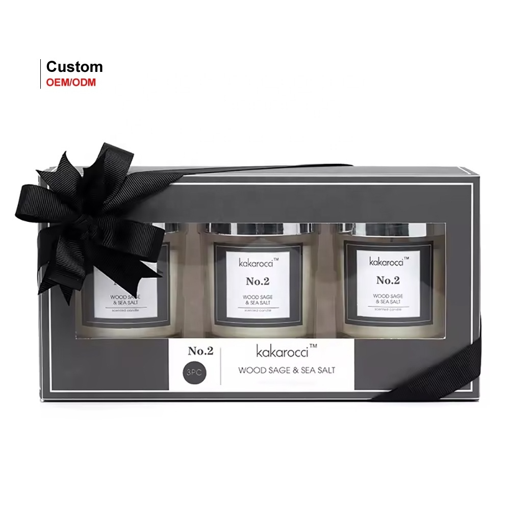 Hot Selling Custom Classic Glass Jar Candle Pack of 3 Paraffin Wax Soy Wax Blend Luxury Scented Candles Gift Set