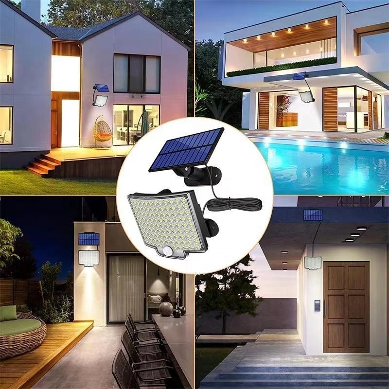 Outdoor LED Solar Power Courtyard Gate Wall Yard Garden Lamp Rechargeable 3 Lighting Modes Infrared Induction Solar Garden Light