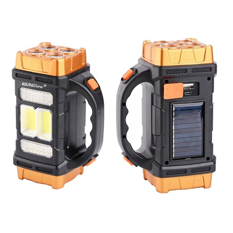 Portable Emergency Solar Searchlight USB Rechargeable Solar Power LED Camping Light LED Flashlight USB Power Bank Camping Lamp