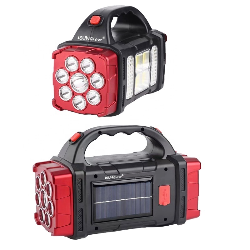 Portable Emergency Solar Searchlight USB Rechargeable Solar Power LED Camping Light LED Flashlight USB Power Bank Camping Lamp