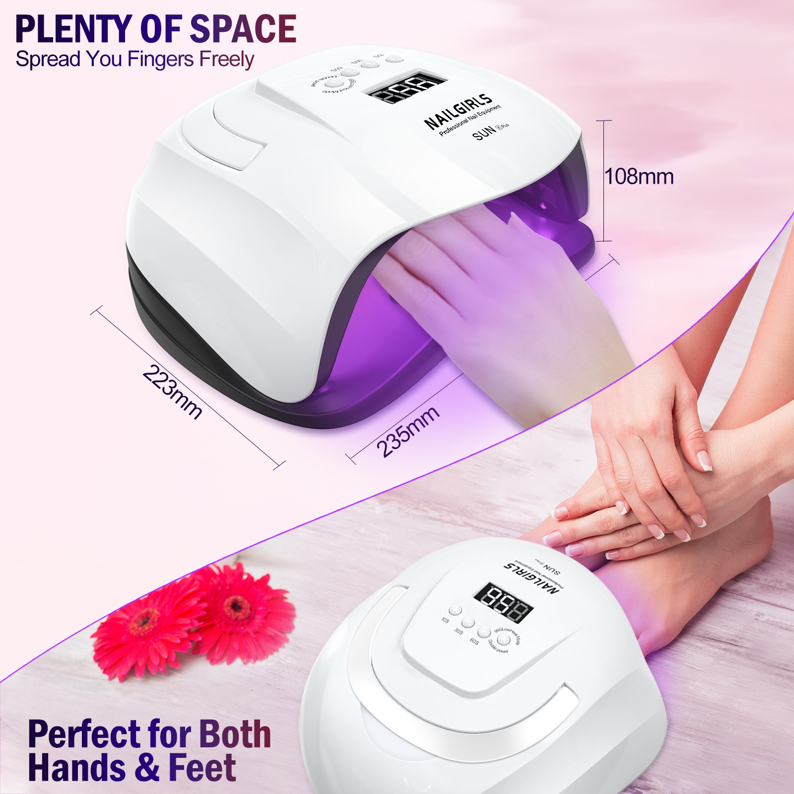 NAILGIRLS Professional 168W UV Nail Gel Polish Dryer Lamp Portable UV Light Machine for Curing Nails