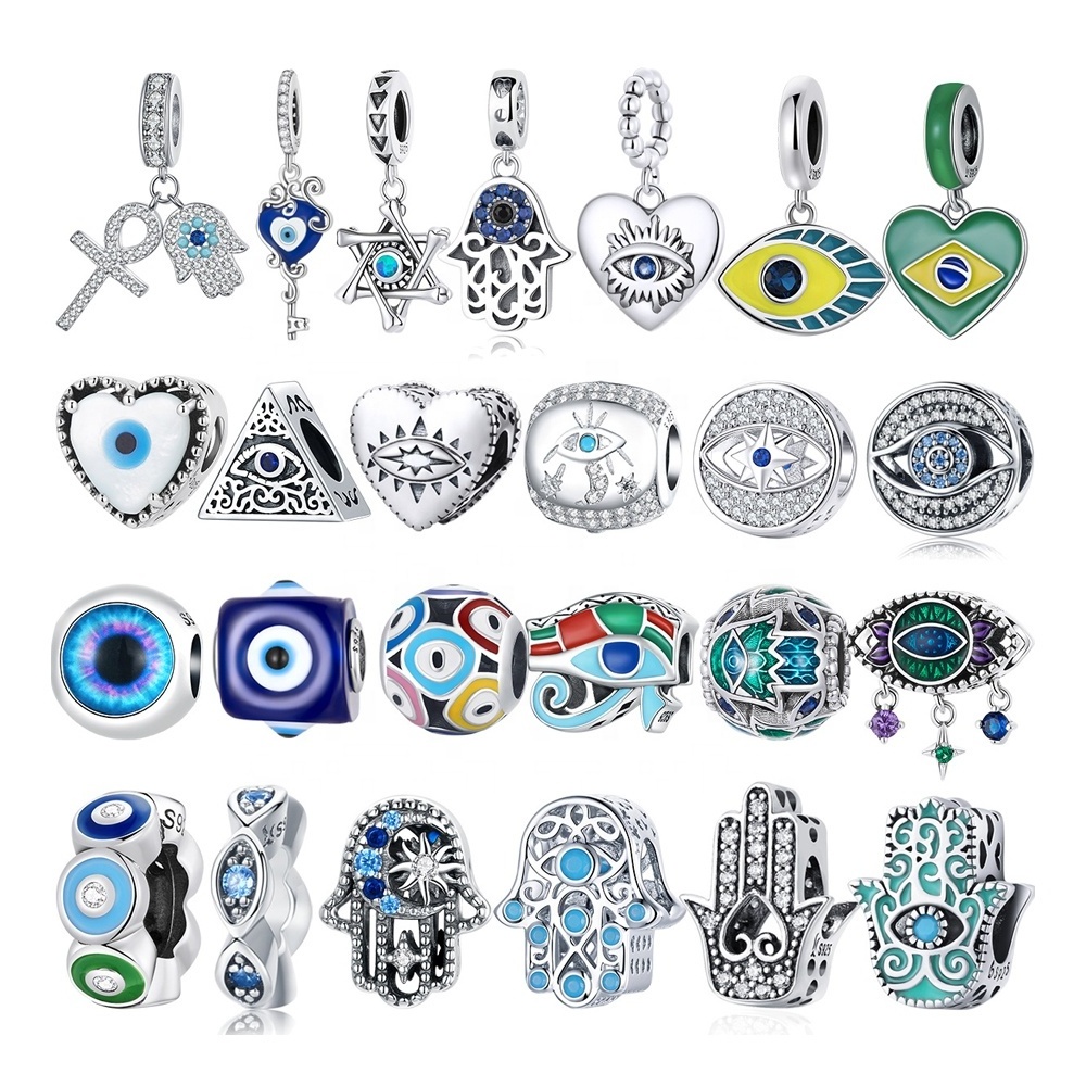 DIY Bracelet 925 Sterling Silver Loose Beads Cute Evil Blue Eye Designer Inspired Charms for Jewelry Making