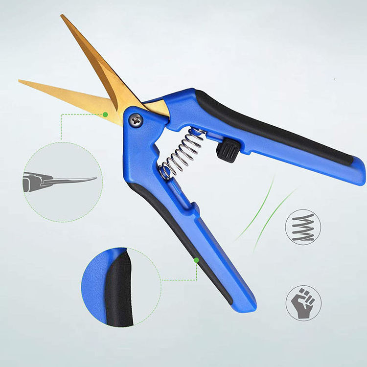 Safety Lock blue hand pruner Garden Scissors titanium garden tools for cutting trees/flowers/fruit.