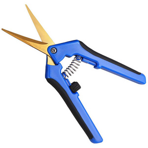 Safety Lock blue hand pruner Garden Scissors titanium garden tools for cutting trees/flowers/fruit.