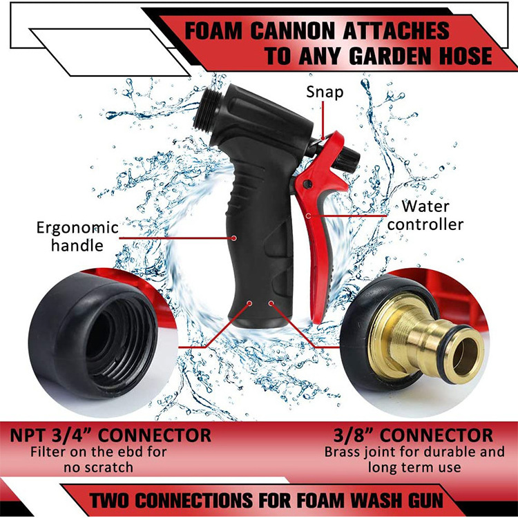 Adjustable Hose Wash Sprayer Car Wash Foam Gun Snow Foam Blaster with Thick Suds Foam Cannon for Car Home Cleaning