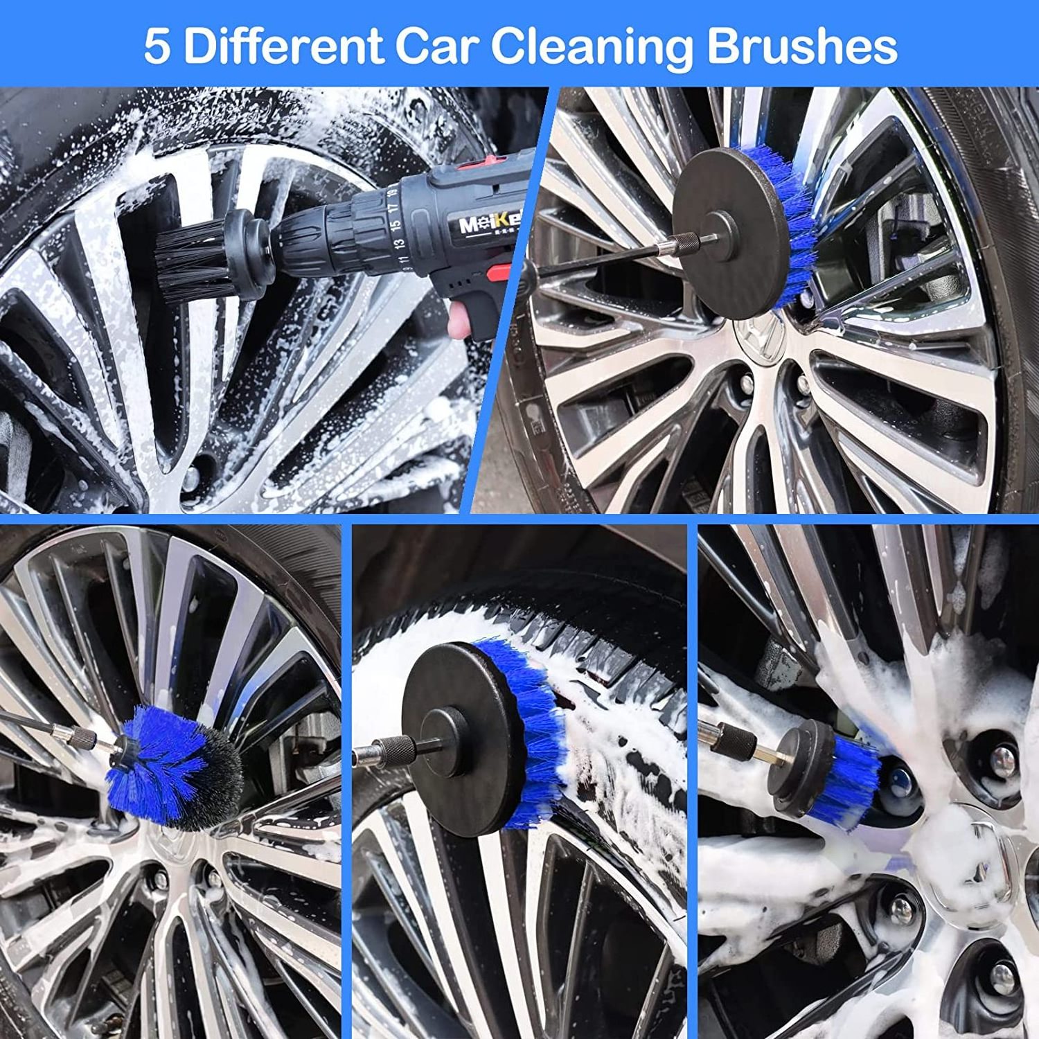 26 Pcs Professional and customized blue car care wash interior cleaning kit detailing brush set microfiber cleaning tools kit