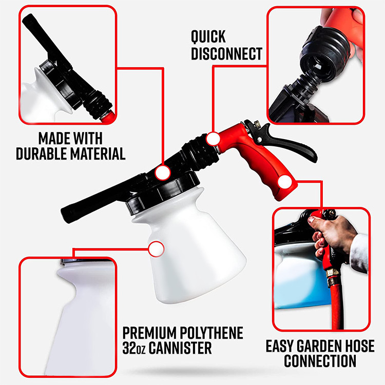 Standard No Pressure Washer Required Car Wash Foam Gun Car Cleaning Auto Detailing Tool Supplies Garden Hose foam cannon