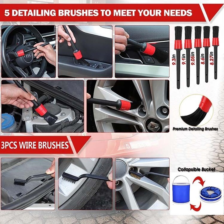 56pcs car wash cleaning kit with foam gun car Wash Brush with Long Handle Car Detailing Kit wash equipment set