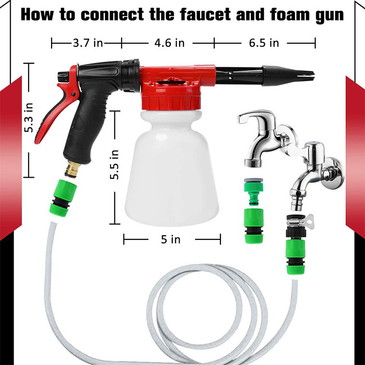 Adjustable Hose Wash Sprayer Car Wash Foam Gun Snow Foam Blaster with Thick Suds Foam Cannon for Car Home Cleaning