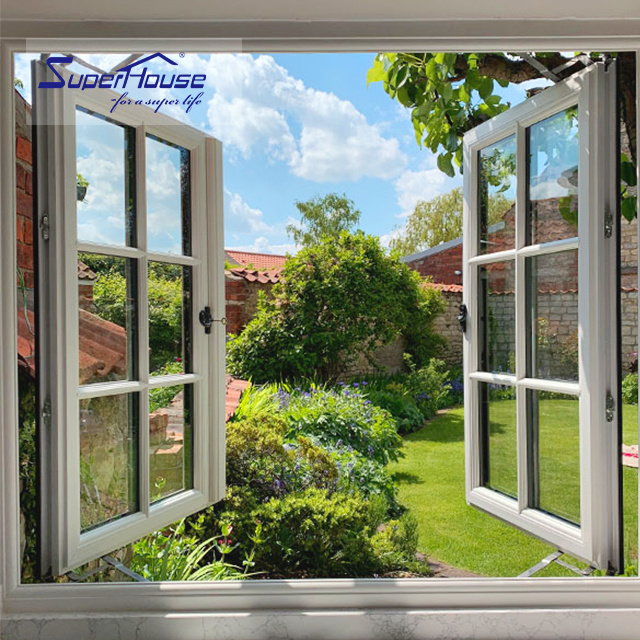 Aluminum Frame Energy Efficient Ultra Narrow Custom Window Double Glazing French Casement Window Thermal Break Casement Windows