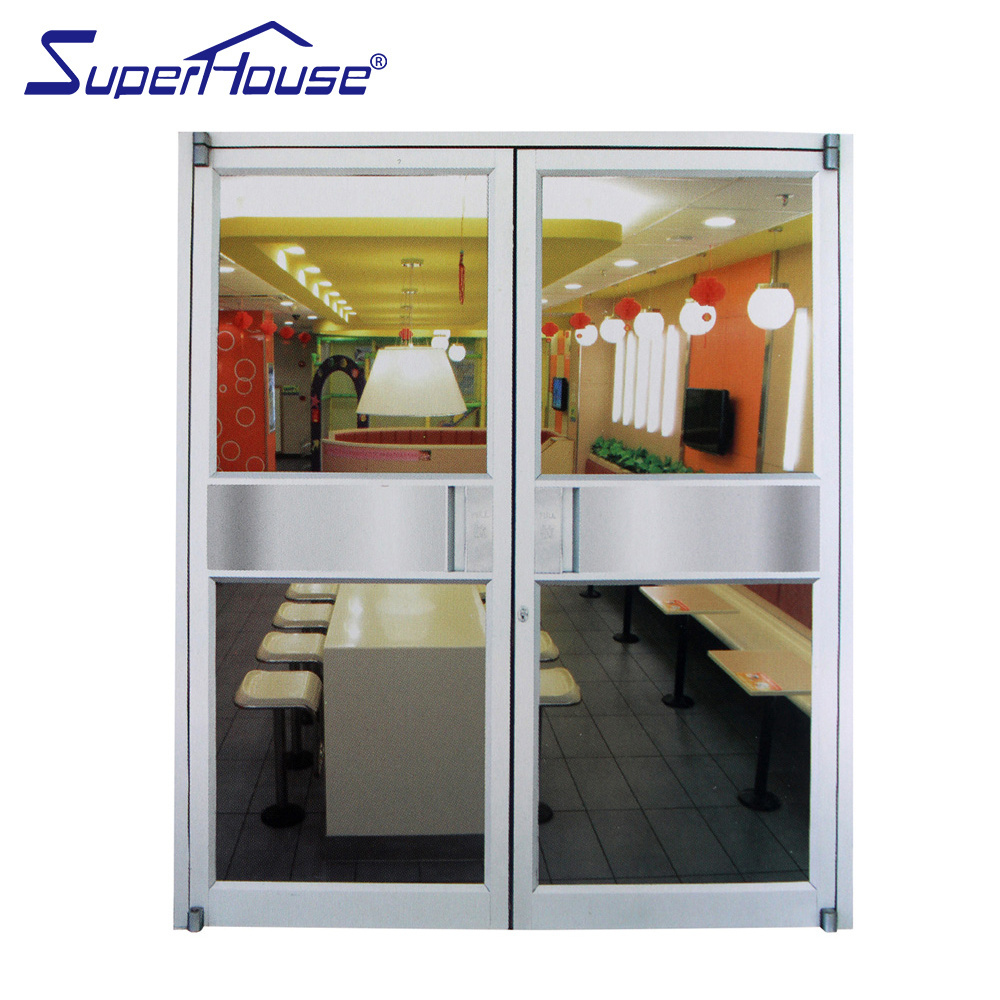 Restaurant Hinged Door Double Glass Entry Swing Aluminum Commercial Doors For Sale