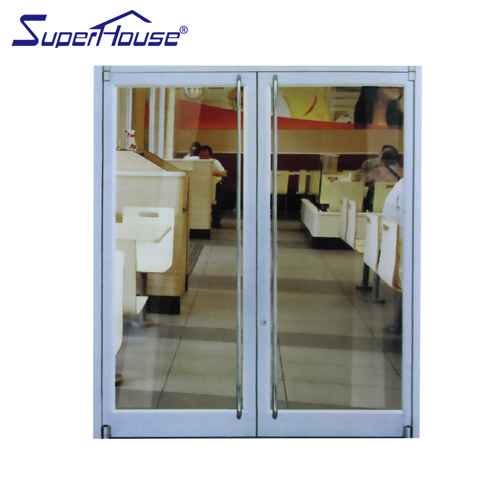 Restaurant Hinged Door Double Glass Entry Swing Aluminum Commercial Doors For Sale