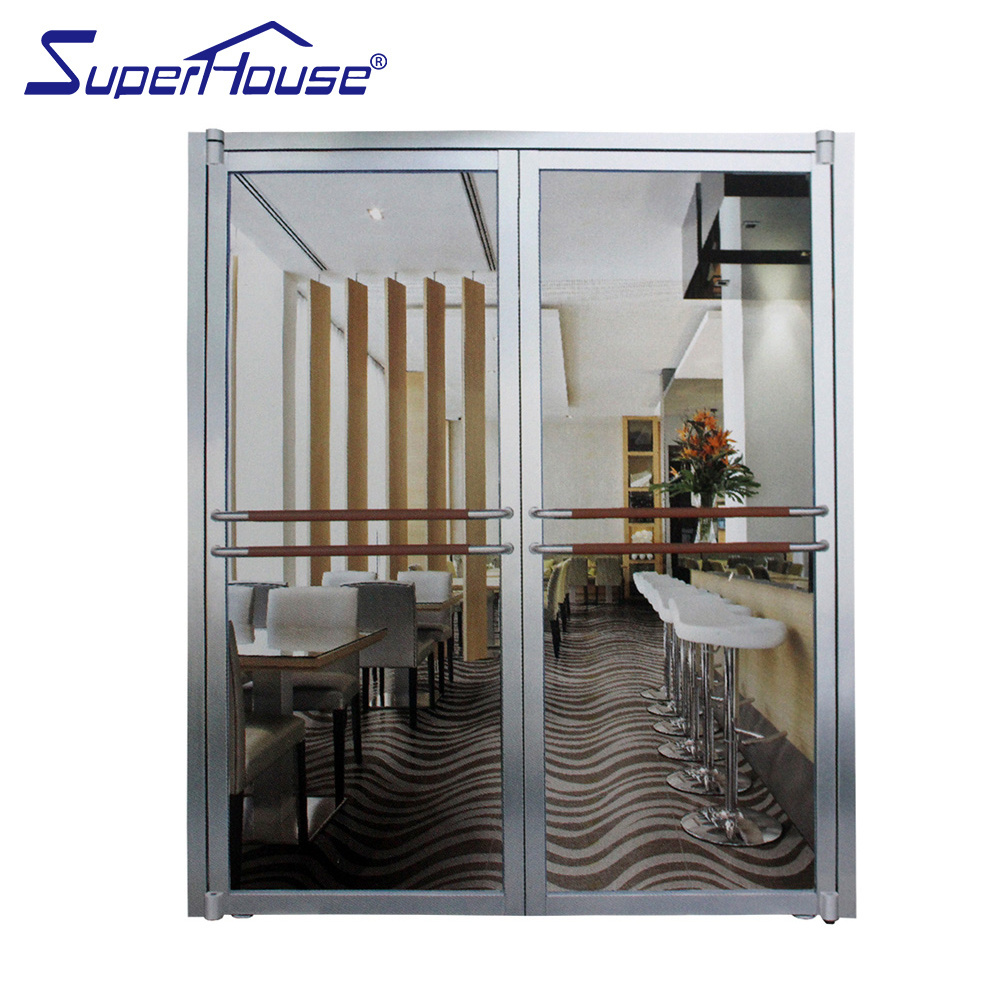 Restaurant Hinged Door Double Glass Entry Swing Aluminum Commercial Doors For Sale