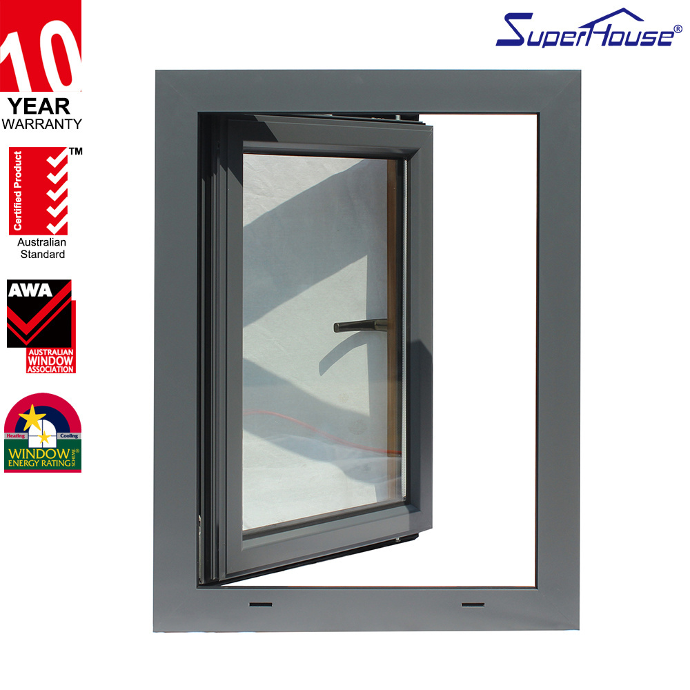 Superhouse Sound Proof Aluminum Clad Wood Window with Double Glazed Glass Aluminium Doors and Windows Thermal Break Vertical