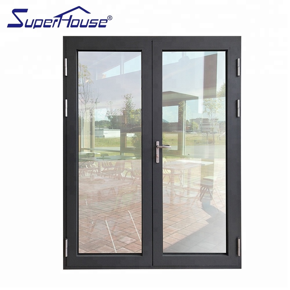 Superhouse White Grill Design Casement Doors Metal Simply Slimline French Double Aluminium Framed hinged Door