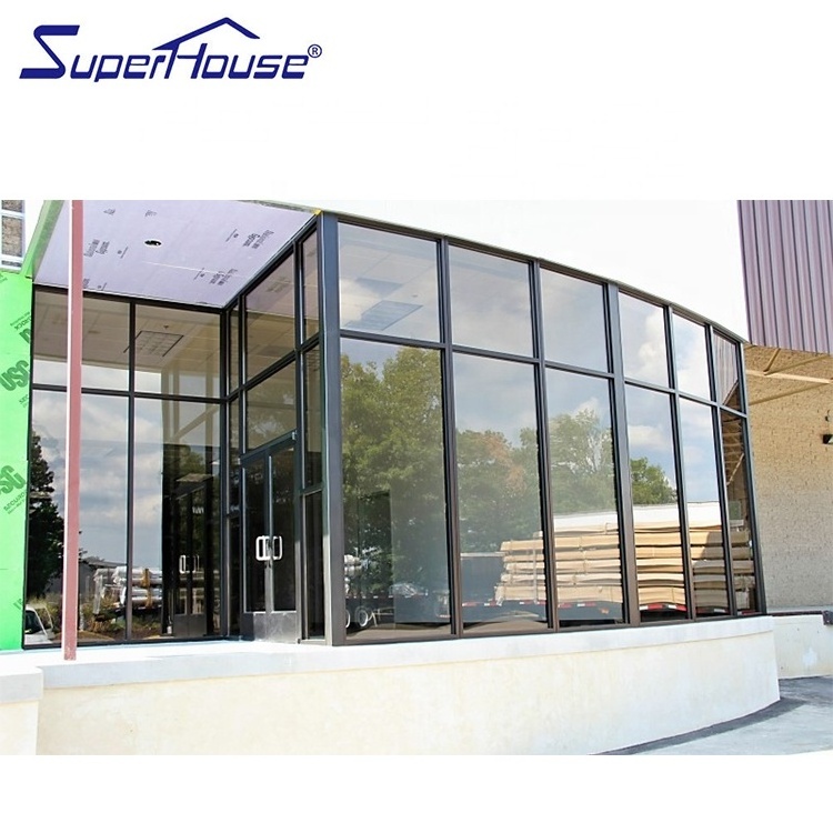 USA shopfront storefront customized commercial aluminium fix picture window with tinted mirror glass for shop and office