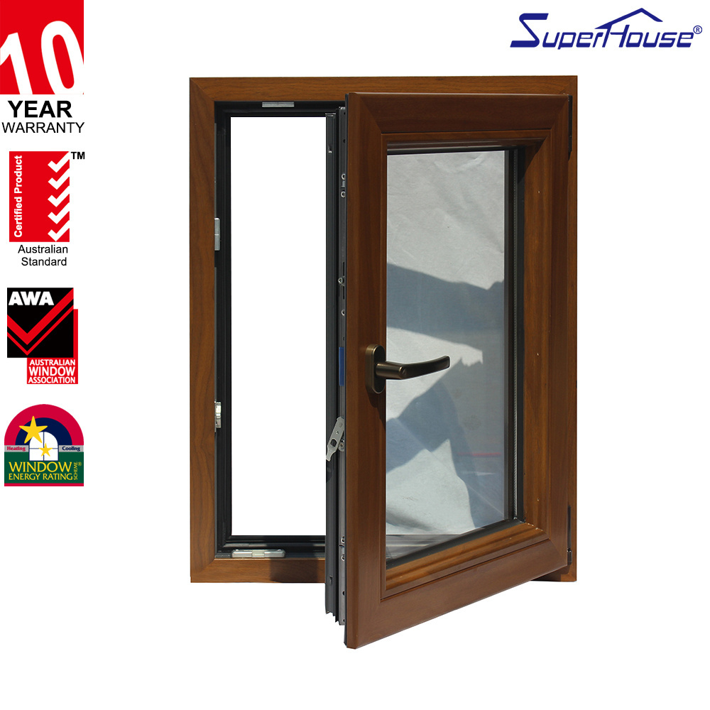 Superhouse Sound Proof Aluminum Clad Wood Window with Double Glazed Glass Aluminium Doors and Windows Thermal Break Vertical