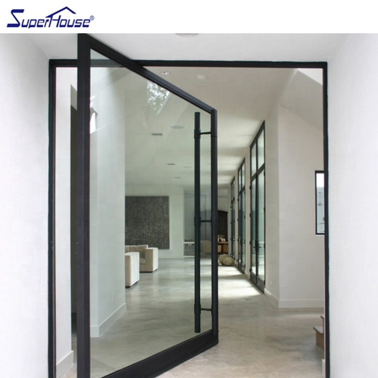 Glass Pivot Door for Villa Exterior Aluminium Steel Swing Modern French Door Aluminum Alloy Double Glazing Entry Doors Hotel