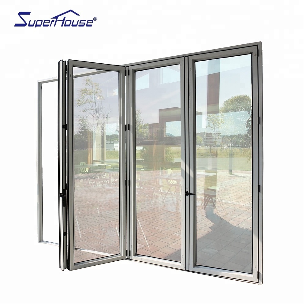 As2047 standard internal use sound proof frosted glass acordion folding door