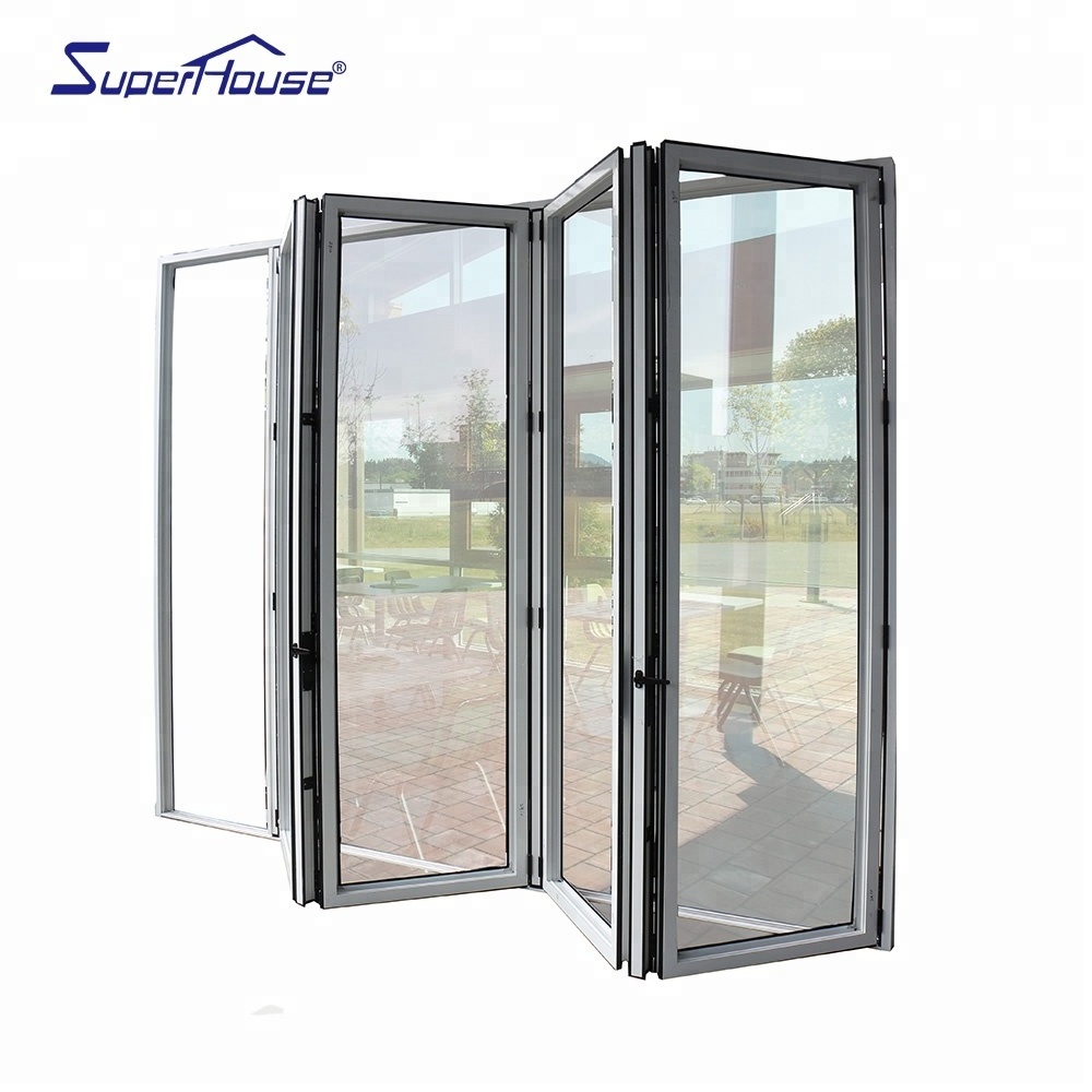 As2047 standard internal use sound proof frosted glass acordion folding door