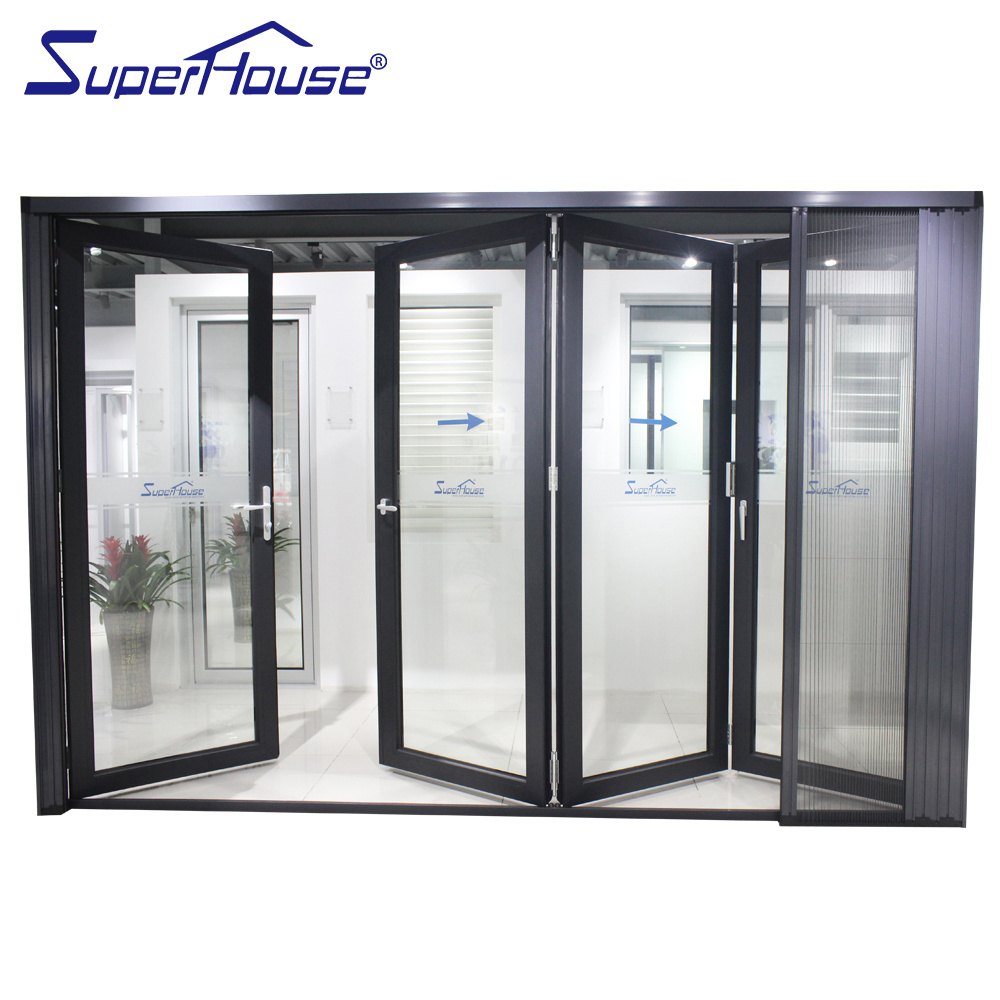 Superhouse Bay Door for Sale Hurricane Proof Aluminium Glass Foldable Modern Villa Windows for Sale Professional Factory Folding