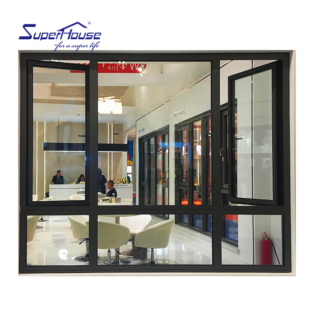 Aluminum Frame Energy Efficient Ultra Narrow Custom Window Double Glazing French Casement Window Thermal Break Casement Windows