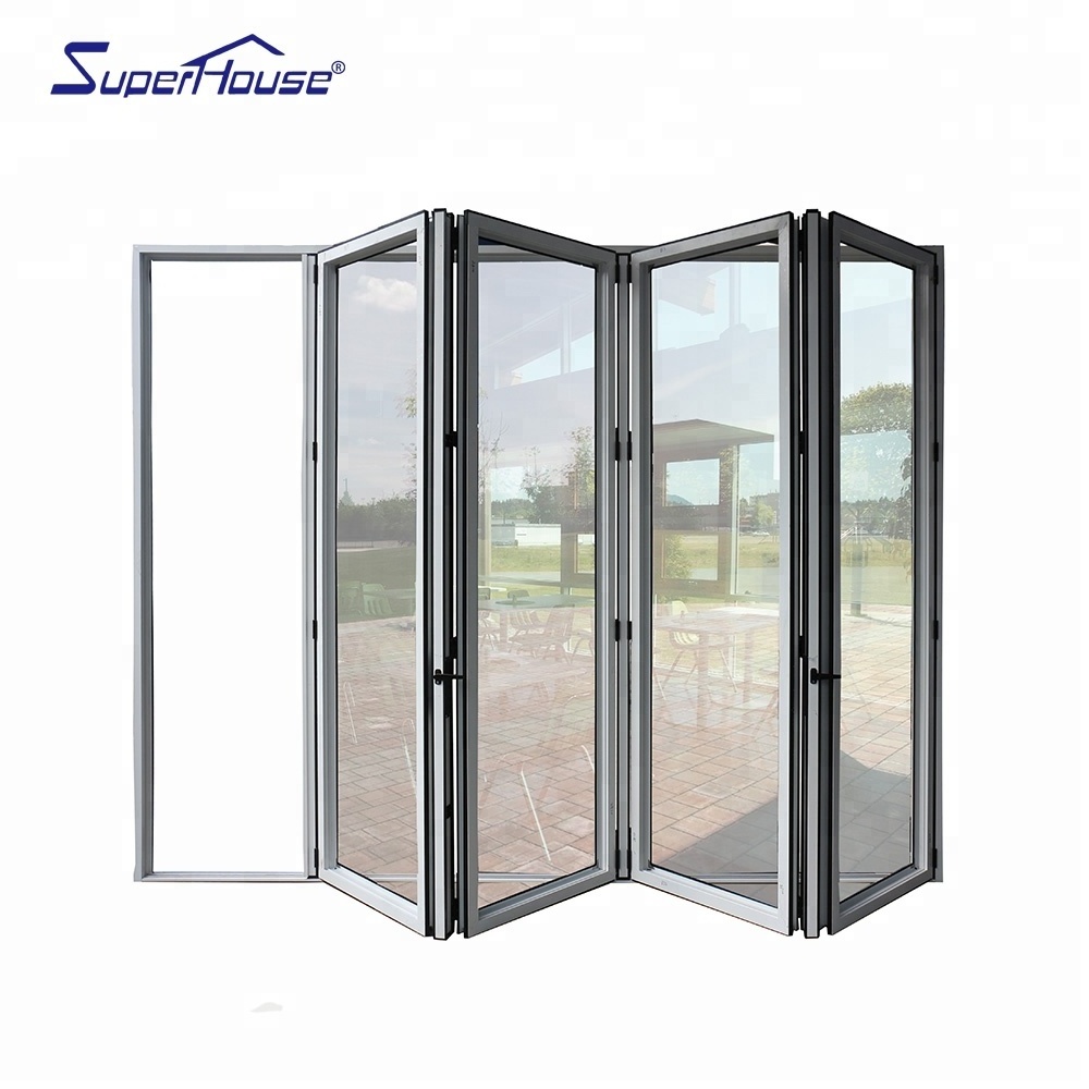 As2047 standard internal use sound proof frosted glass acordion folding door