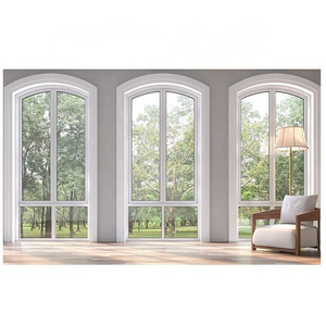 Arch design window villas popular thermal break sound insulation bathroom fix picture shaped window with double glass