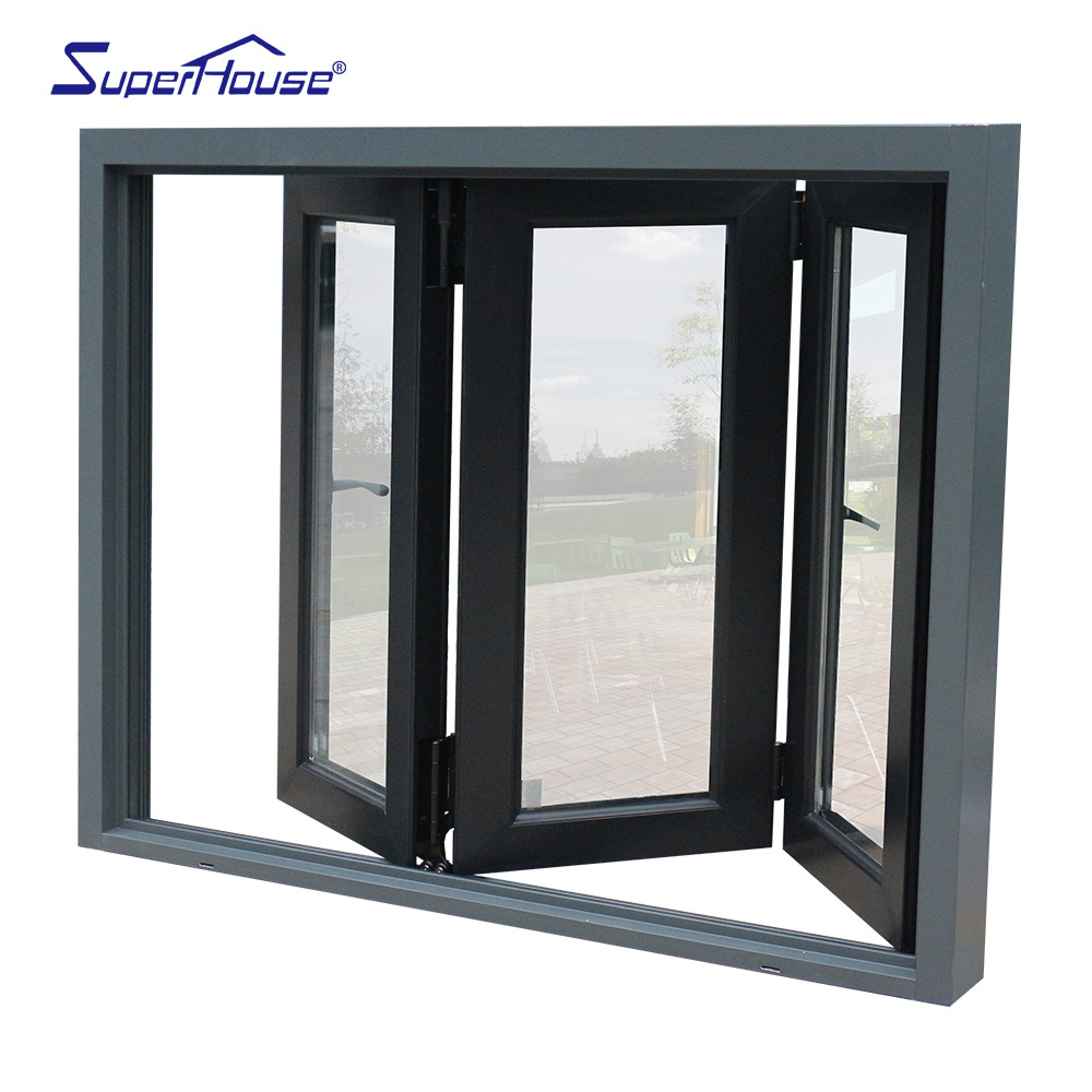 Superhouse Aluminium Tempered Glass Bifolding Windows Horizontal Folding Local Window Aluminium Bifold Window with cheap price