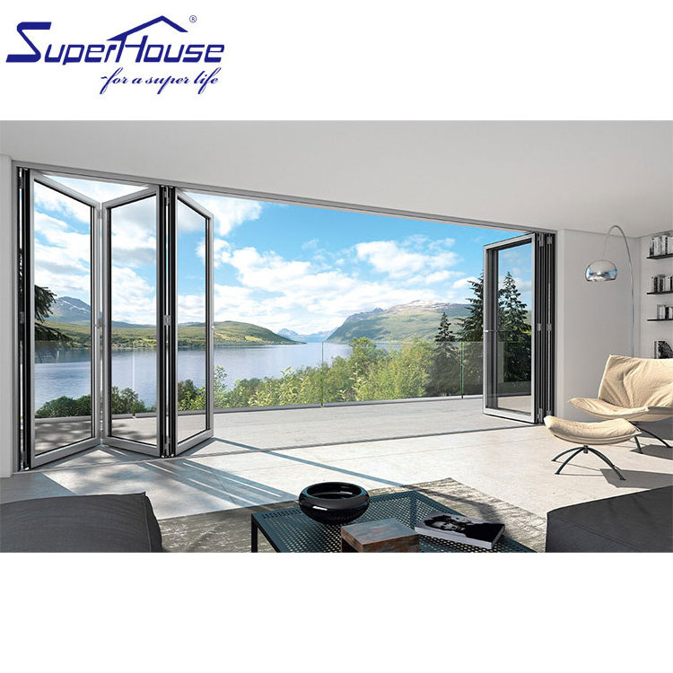 Accordion Door Patio Folding Doors Superhouse American Hot Sale NFRC Certificate Aluminium Bi-fold Door Glass Foldable Modern