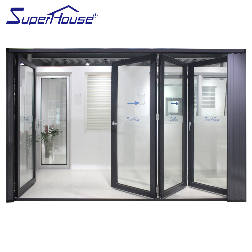 Superhouse Bay Door for Sale Hurricane Proof Aluminium Glass Foldable Modern Villa Windows for Sale Professional Factory Folding