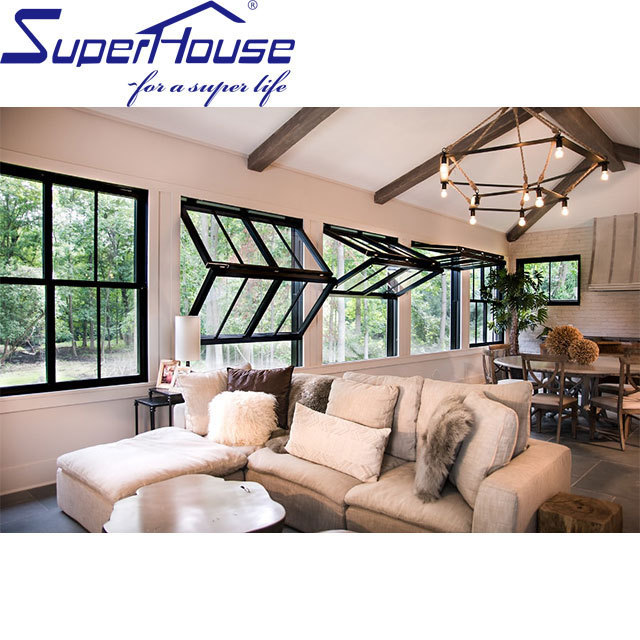 SUPERHOUSE Design Aluminium New Hurricane Proof Vertical Bifold up Windows Vertical Folding Window Aluminum Stainless Steel