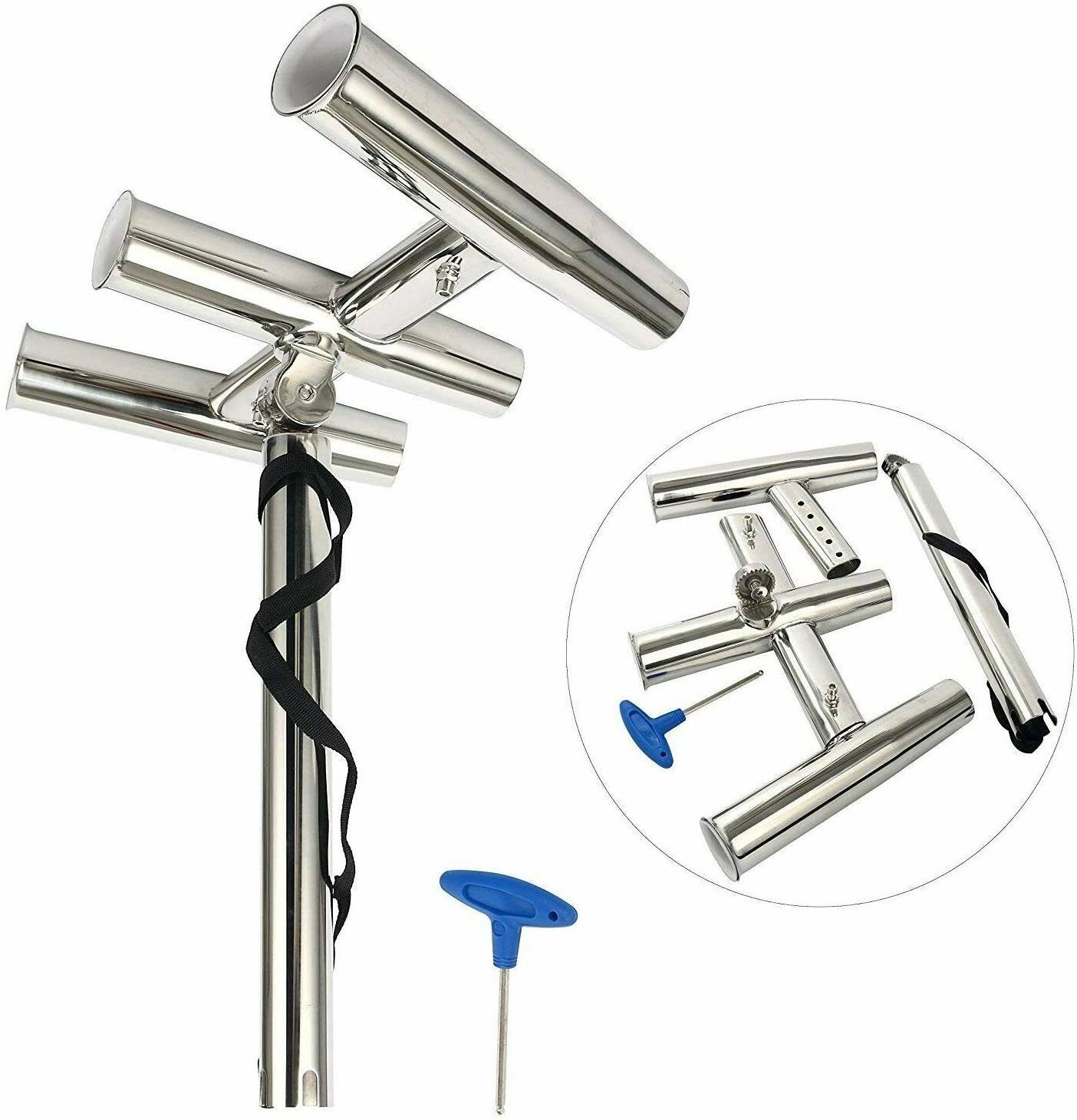 3 Tube Stainless Steel 316 Kite Fishing Gunnel Mount Trident Triple Outrigger Rod Holder From Isure Marine Made In China