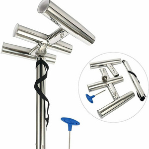 3 Tube Stainless Steel 316 Kite Fishing Gunnel Mount Trident Triple Outrigger Rod Holder From Isure Marine Made In China