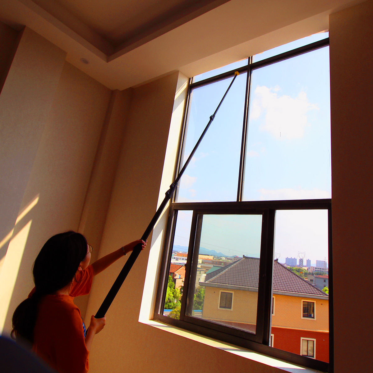 Open window pull rod Skylight pull rod attic basement pitched roof window telescopic rod with hook switch