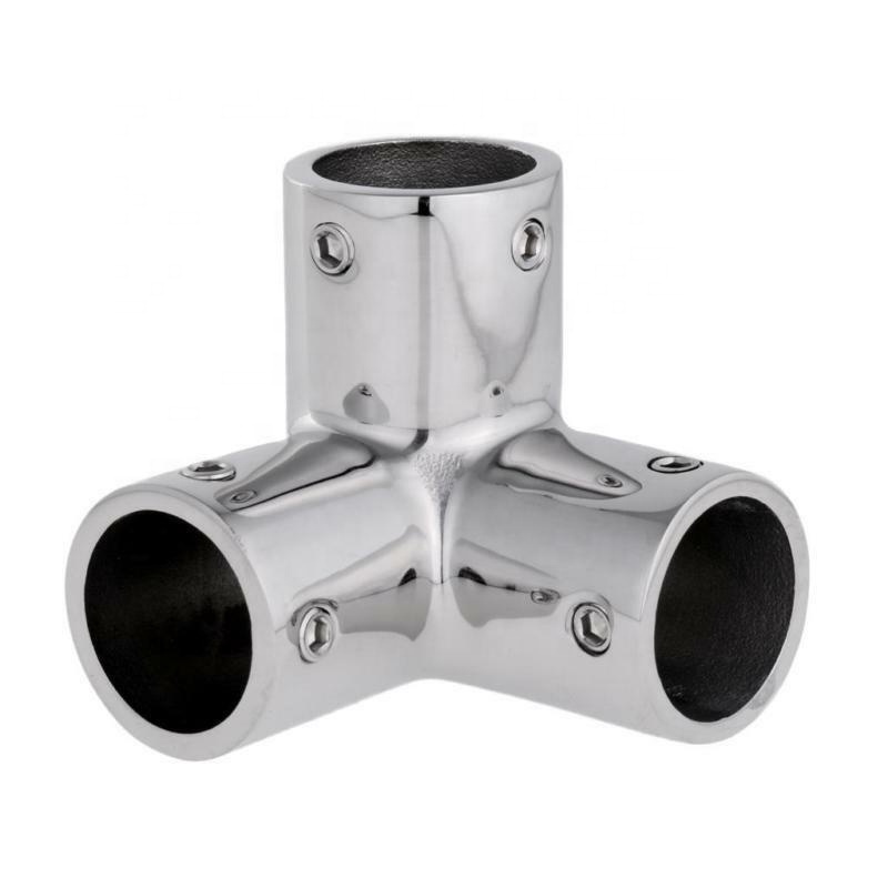 Marine 316 Stainless Steel Boat Handrail Rail Tee Fitting 1 inch 90 Degree 3 Way Corner Elbow