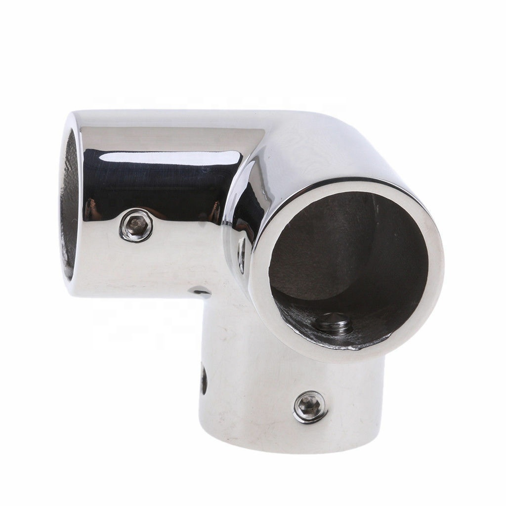 Marine 316 Stainless Steel Boat Handrail Rail Tee Fitting 1 inch 90 Degree 3 Way Corner Elbow