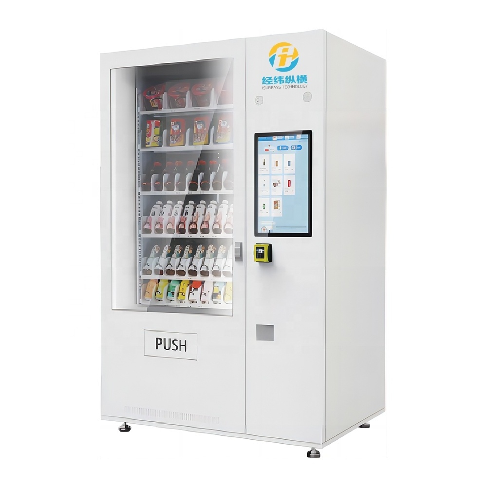 ISURPASS Compact Cupcake Intelligent Card Reader Coin Changer Umbrella Combo Vending Machine With Glass Front